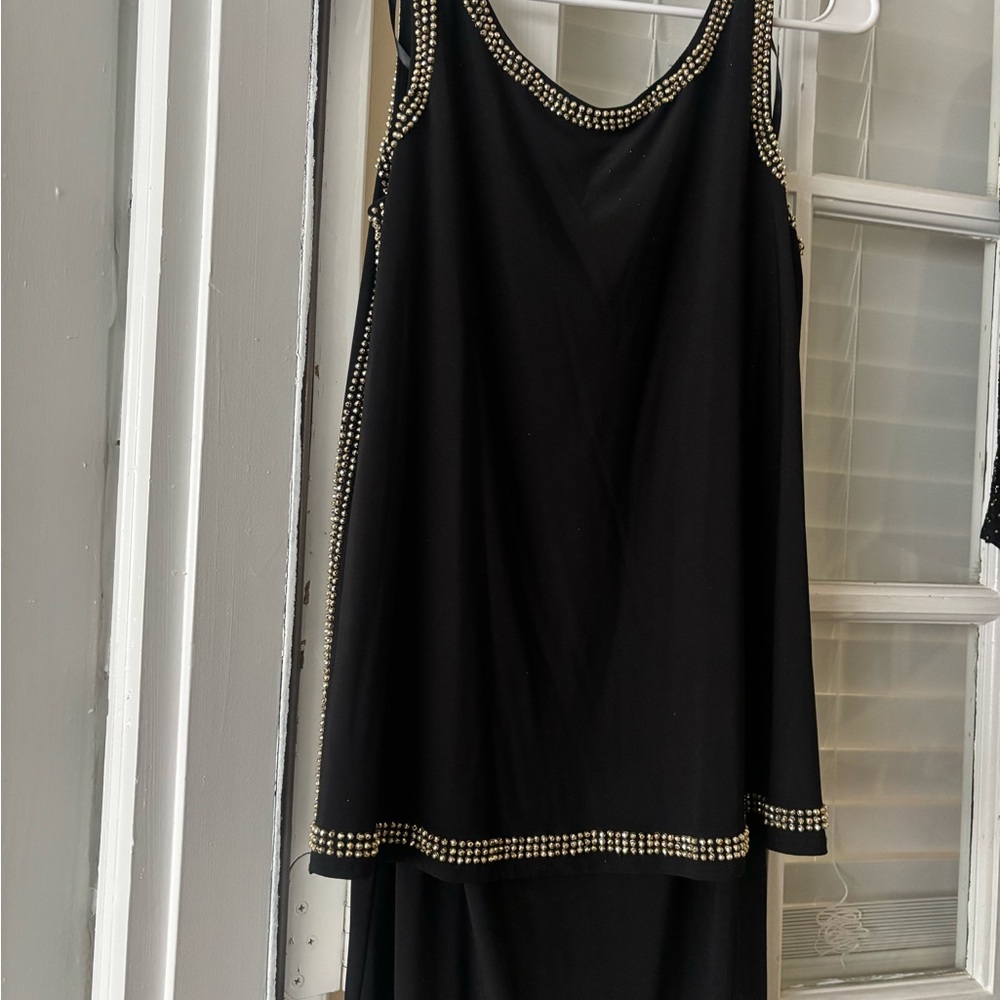 Elegant Black Dress with Gold Accents